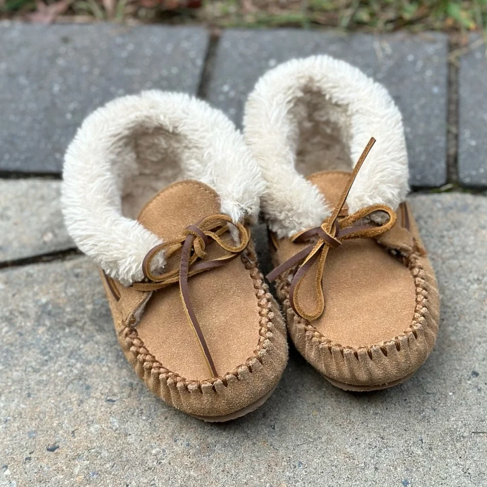 Kids Minnetonka Charley Moccasin Slippers